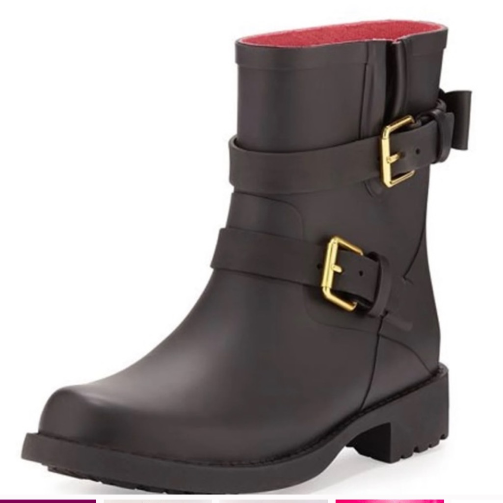 Kate Spade Rain Boots , Pamela Biker Style, Size 7. Like New. Black